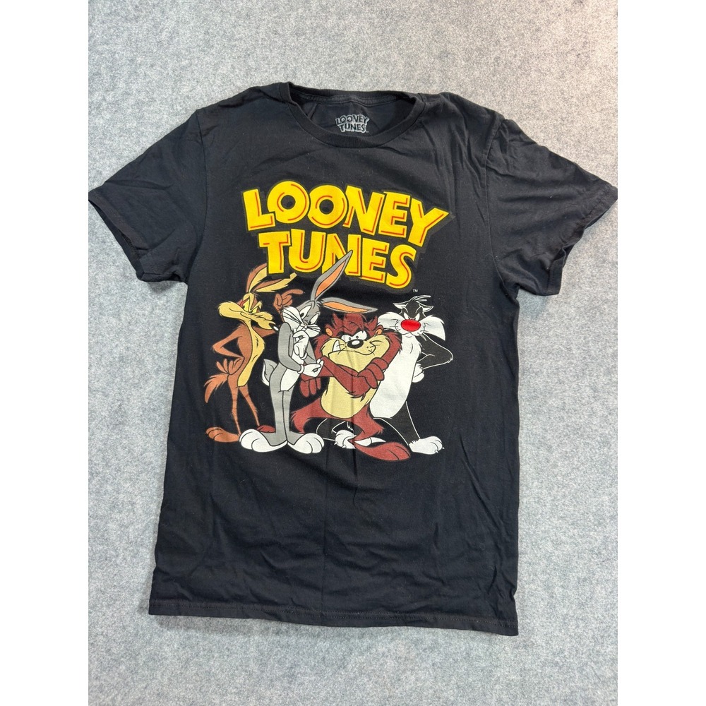 Looney Tunes T Shirt Mens Small Black Graphic Print Short Sleeve Crew Neck